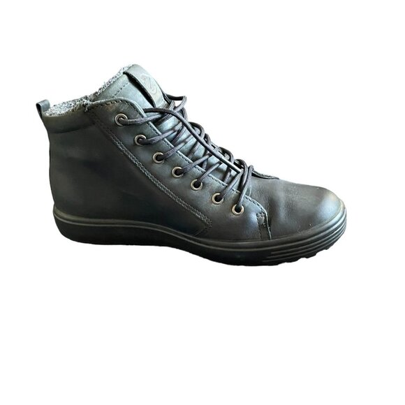 ECCO WOMEN BOOTIES LEATHER HIGH TOP SNEAKERS LACE UP AND ZIPPER SZ 39EU EX WIDE - Picture 2 of 8